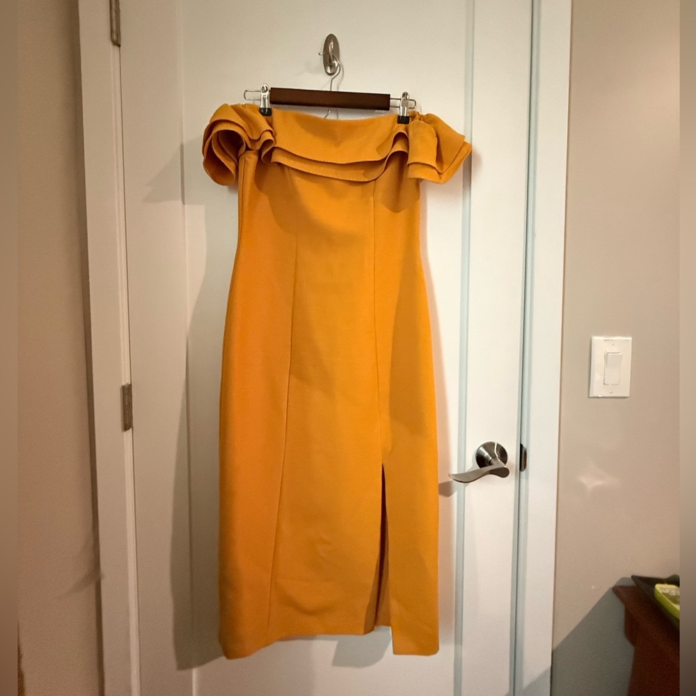 Topshop Strapless Mustard Dress